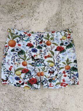 Orlebar Brown Men's Swim Shorts Size 34 Botanical Fruit Floral Print Tailored